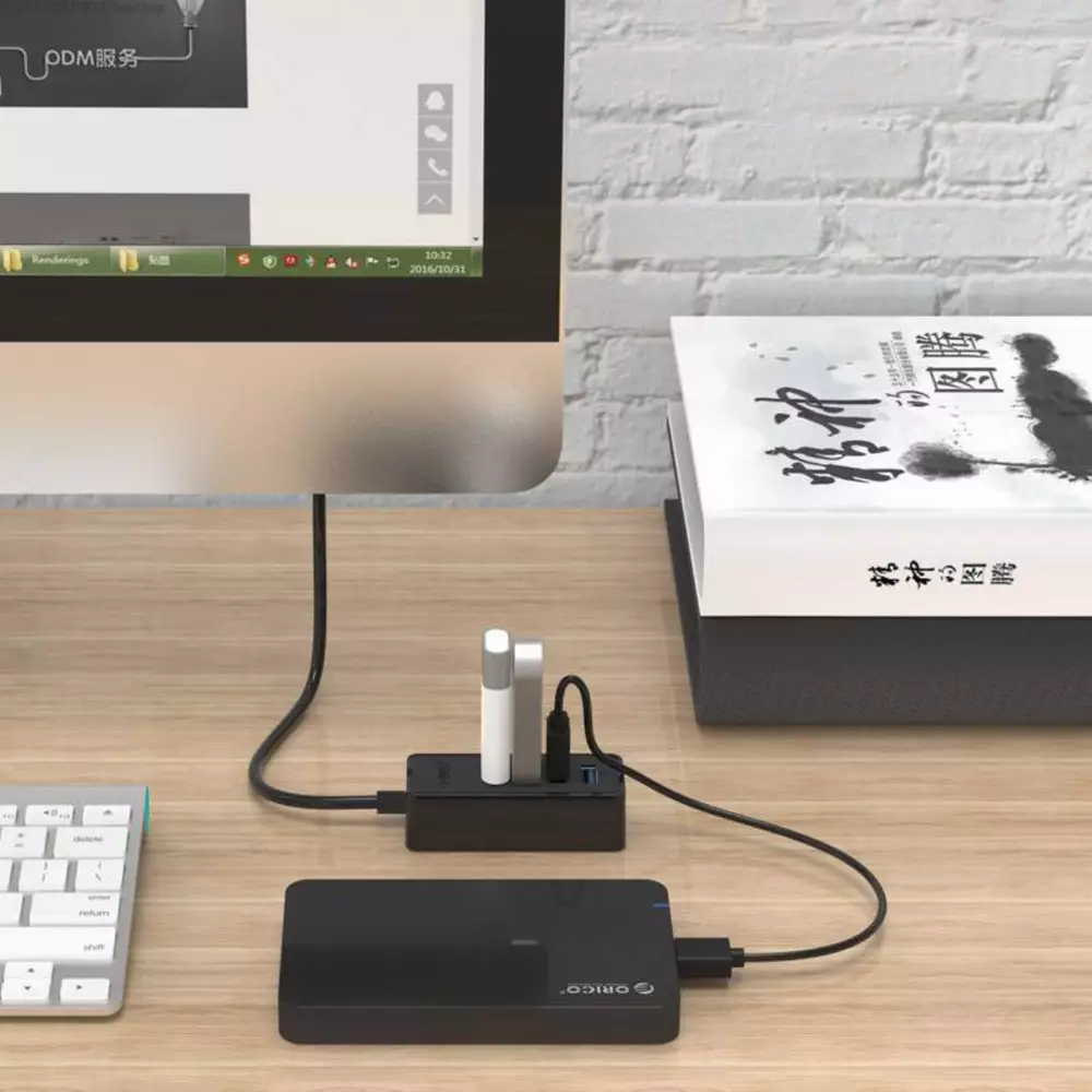 Orico хъб USB3.0 HUB 4 port - USB/Micro USB input, 1m cable - W5P-U3-100-BK-PRO