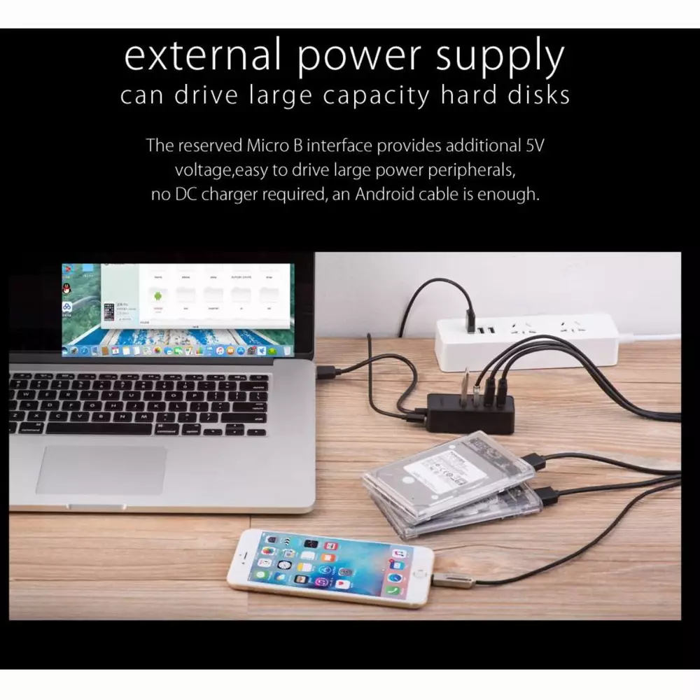 Orico хъб USB3.0 HUB 4 port - USB/Micro USB input, 1m cable - W5P-U3-100-BK-PRO