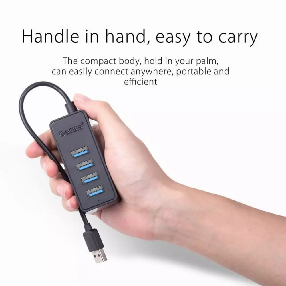 Orico хъб USB3.0 HUB 4 port - USB/Micro USB input, 1m cable - W5P-U3-100-BK-PRO