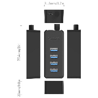Orico хъб USB3.0 HUB 4 port - USB/Micro USB input, 1m cable - W5P-U3-100-BK-PRO
