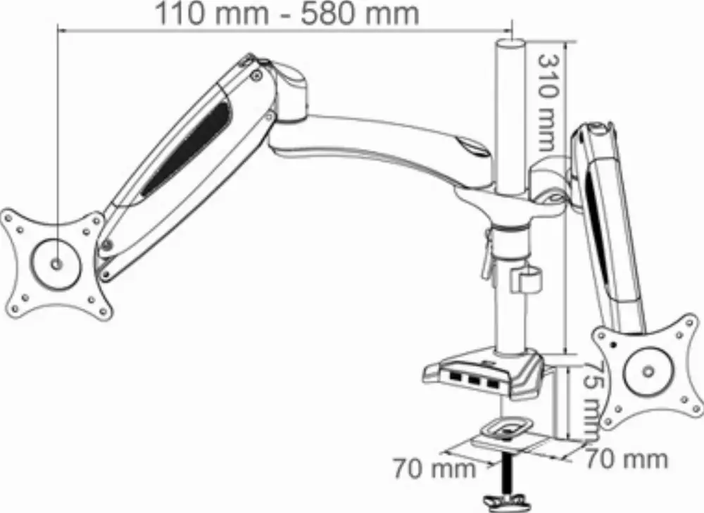 Arctic Стойка за монитор Desk Mount Dual Monitor Stand 4xUSB3.0 - Z2 3D - Gen3