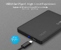 Orico външна кутия за диск Storage - Case - 2.5 inch TYPE C Gen2, UASP, black - 2588C3-G2-BK