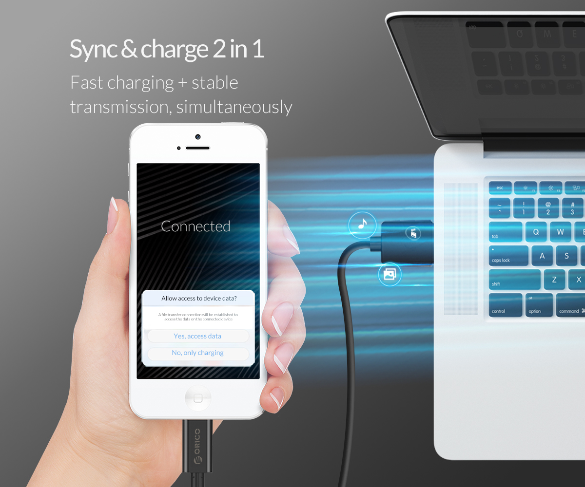 Orico кабел Cable USB2.0 A/M to USB3.1 Type-C 1m - BTC-10-BK