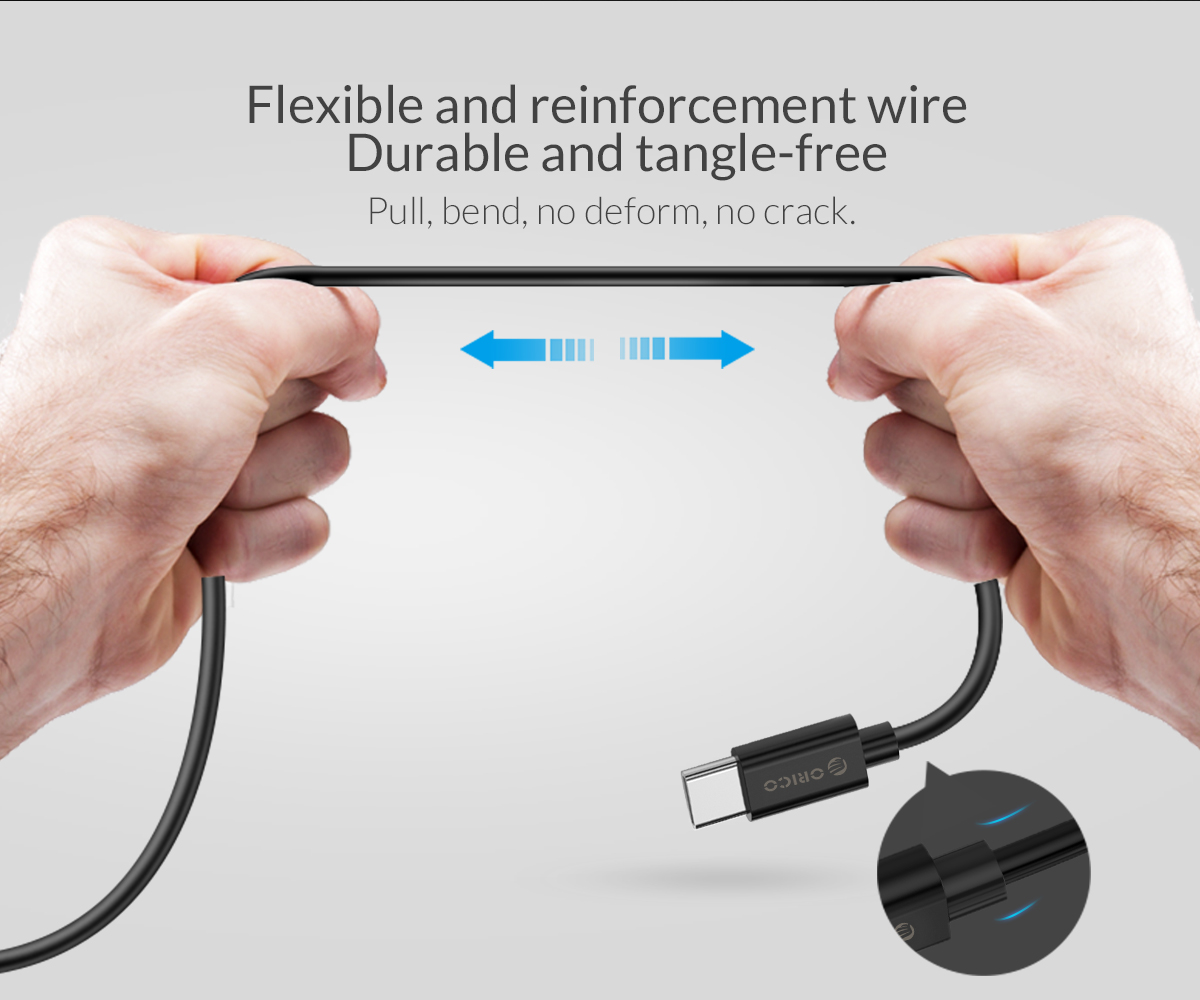 Orico кабел Cable USB2.0 A/M to USB3.1 Type-C 1m - BTC-10-BK
