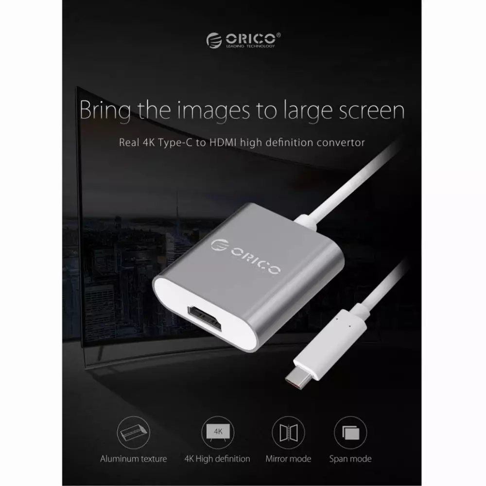 Orico адаптер Adapter - USB 3.1 Type C -> HDMI F, gray - RCH-SG