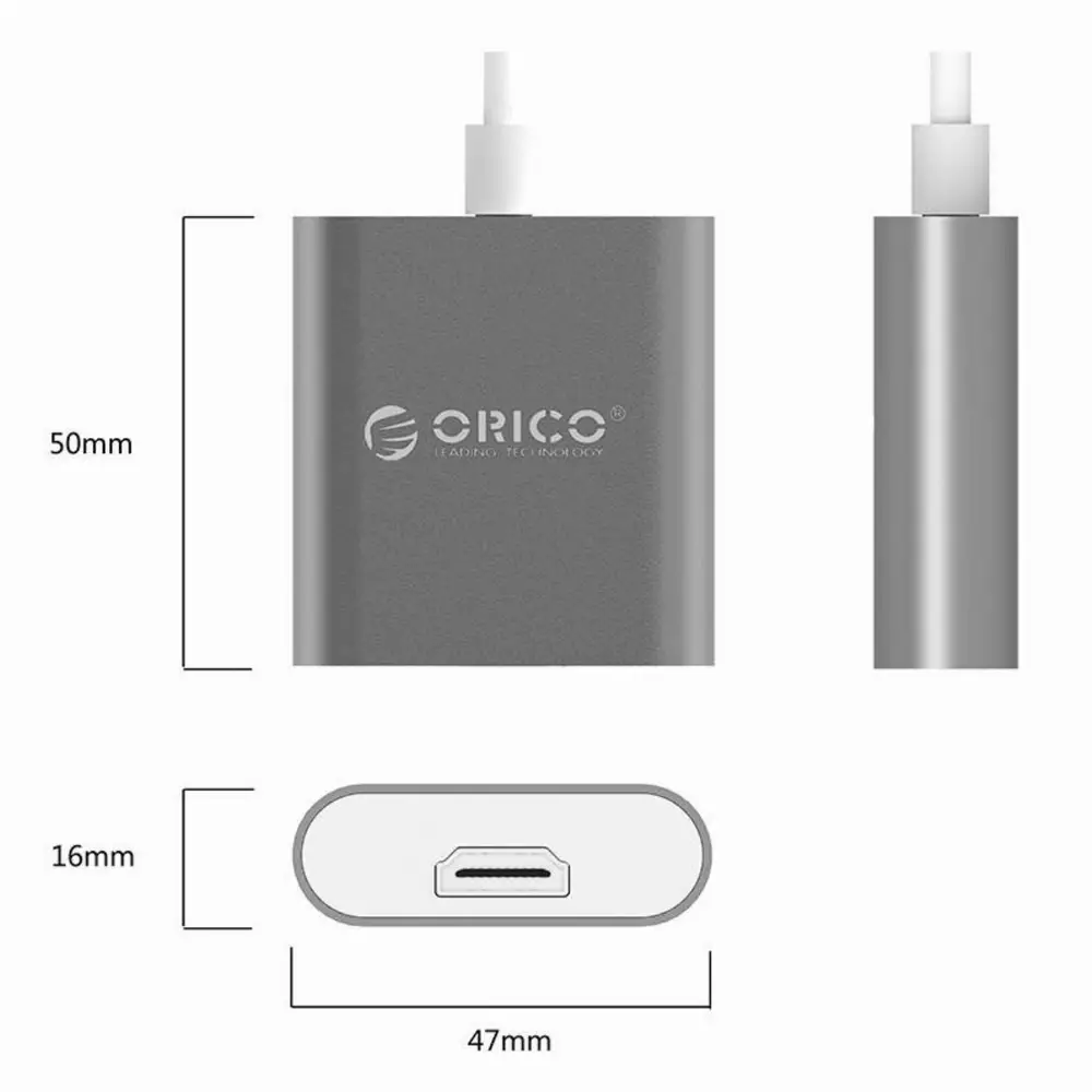 Orico адаптер Adapter - USB 3.1 Type C -> HDMI F, gray - RCH-SG