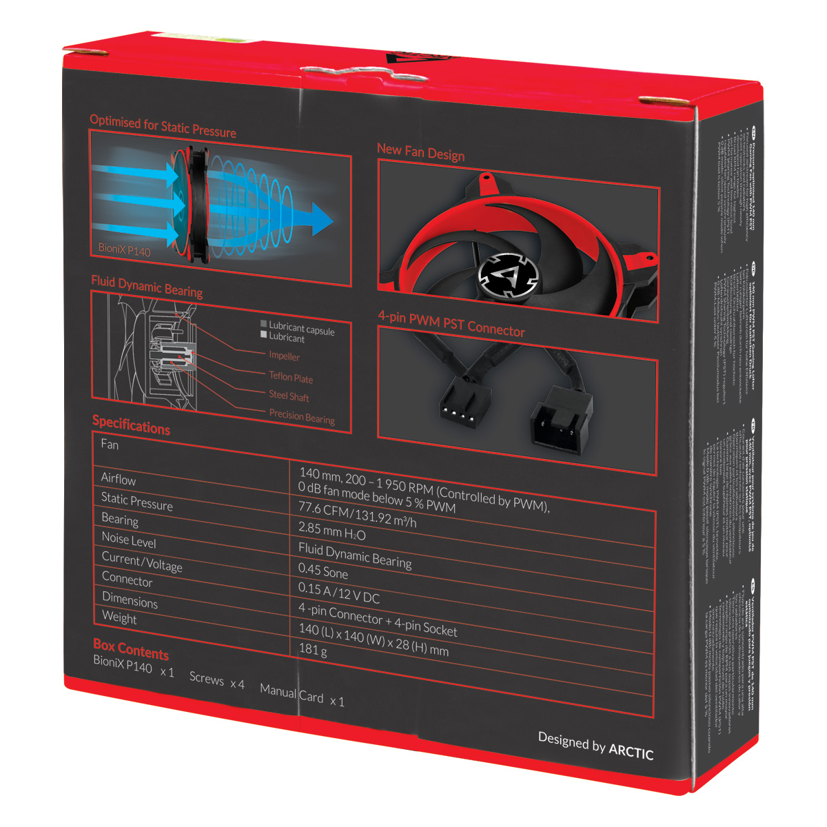 Вентилатор Arctic 140mm BioniX P140 PWM PST - Red