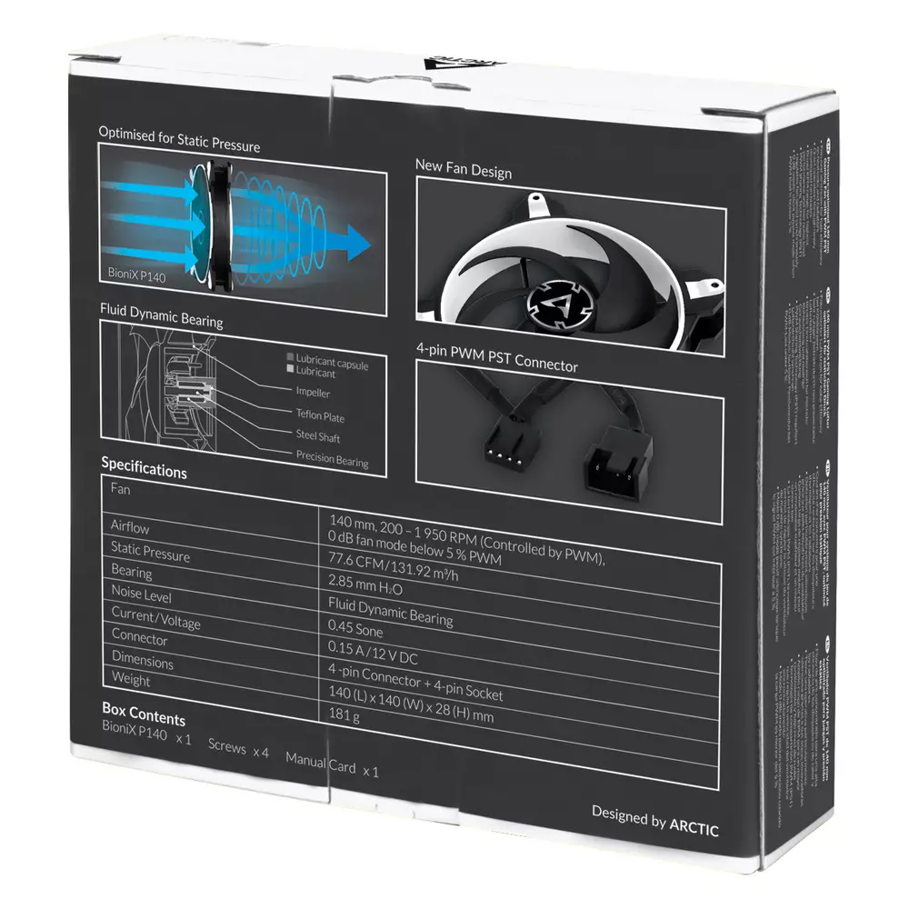 Вентилатор Arctic 140mm BioniX P140 PWM PST - White