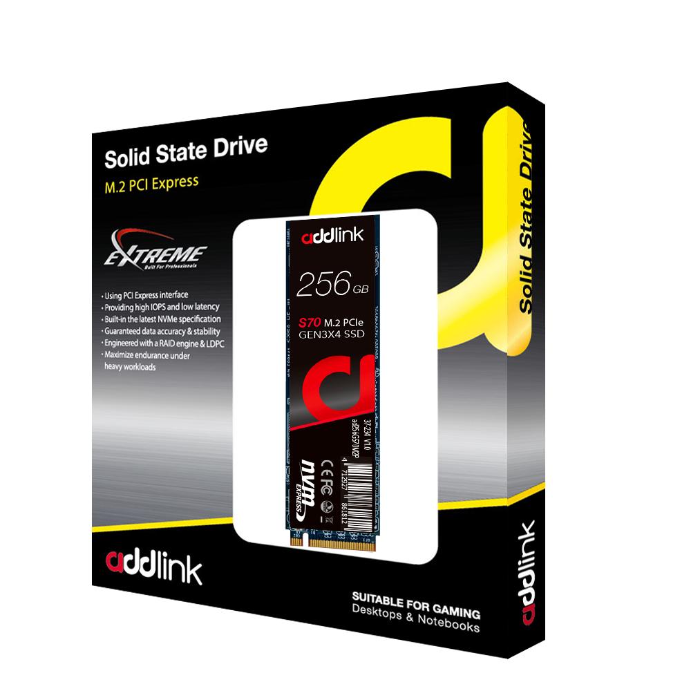 Диск SSD Addlink S70 256GB M.2 PCIe NVMe 3.0 x4 3D NAND