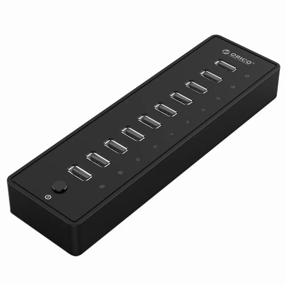 Orico хъб USB 10-port HUB with power adapter -  P10-U2-V1-EU-BK