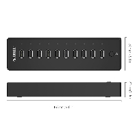 Orico хъб USB 10-port HUB with power adapter -  P10-U2-V1-EU-BK