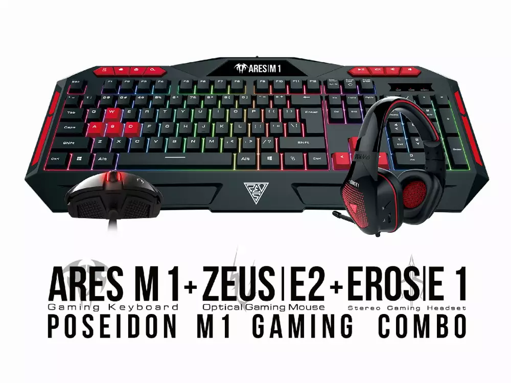 Gamdias геймърски комплект Gaming COMBO - POSEIDON M1 COMBO - Keyboard + Mouse + Headphones