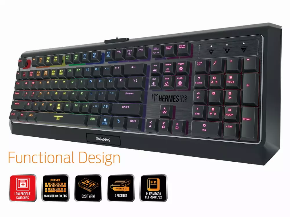 Геймърска механична клавиатура GAMDIAS Hermes P3 RGB - Blue суичове