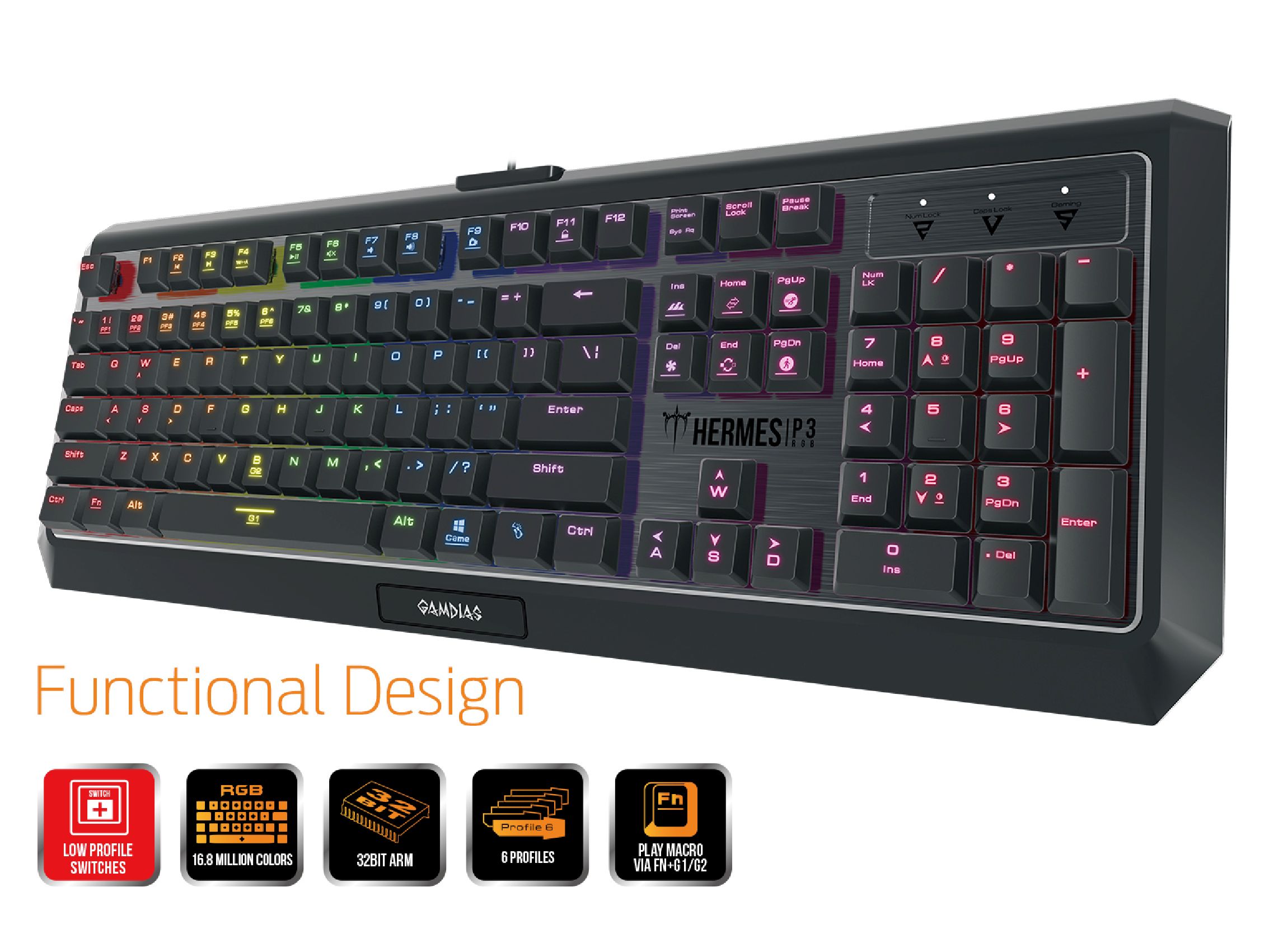 Геймърска механична клавиатура GAMDIAS Hermes P3 RGB - Blue суичове