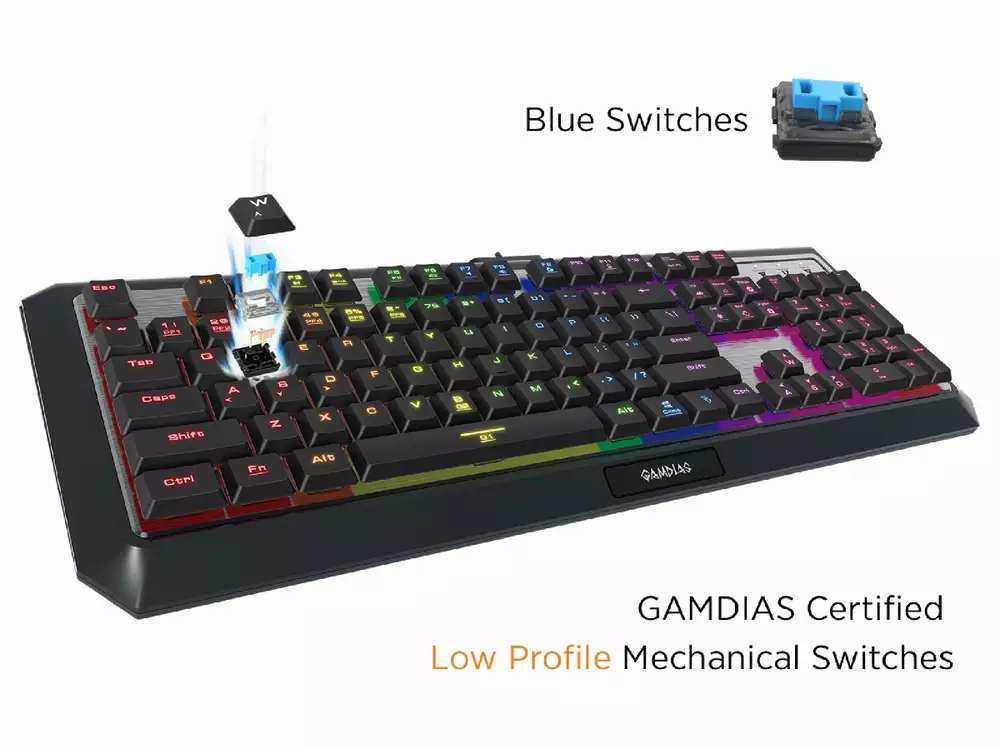 Геймърска механична клавиатура GAMDIAS Hermes P3 RGB - Blue суичове
