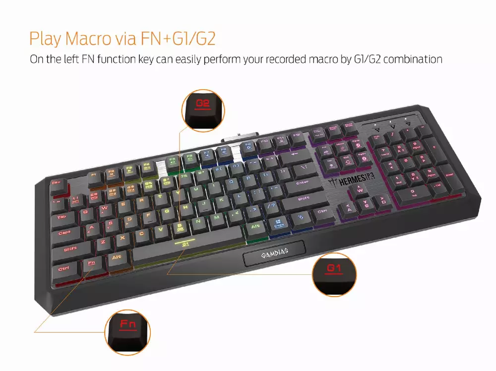 Геймърска механична клавиатура GAMDIAS Hermes P3 RGB - Blue суичове
