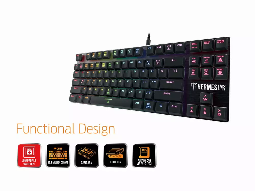 Геймърска механична клавиатура GAMDIAS Hermes M3 RGB - Blue суичове