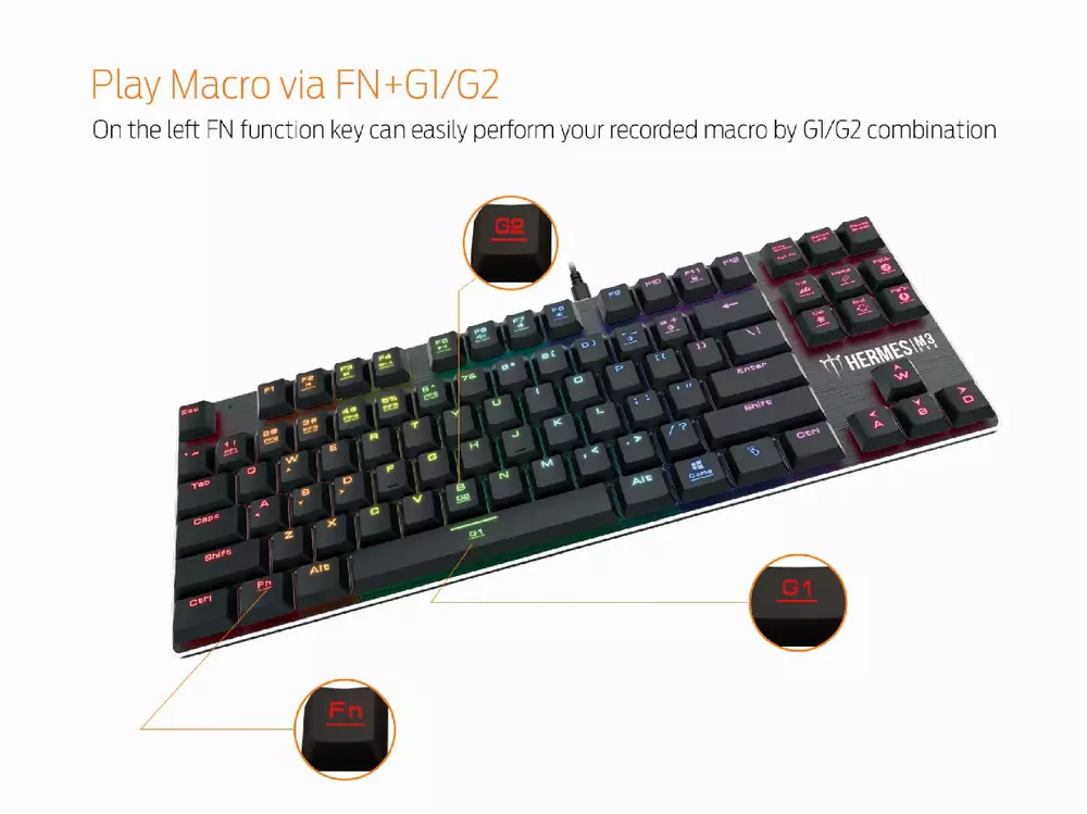 Геймърска механична клавиатура GAMDIAS Hermes M3 RGB - Blue суичове