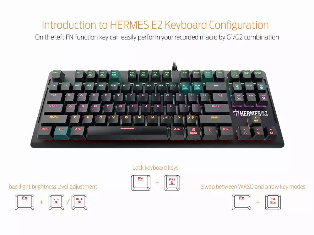 Геймърска механична клавиатура GAMDIAS Hermes E2