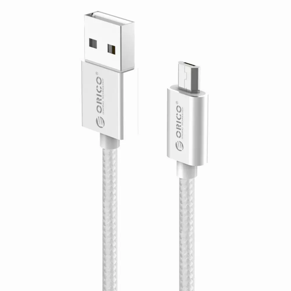 Orico кабел Cable - USB AM to Micro BM 1.0m, 2.4A charging, silver - EDC-10-SV