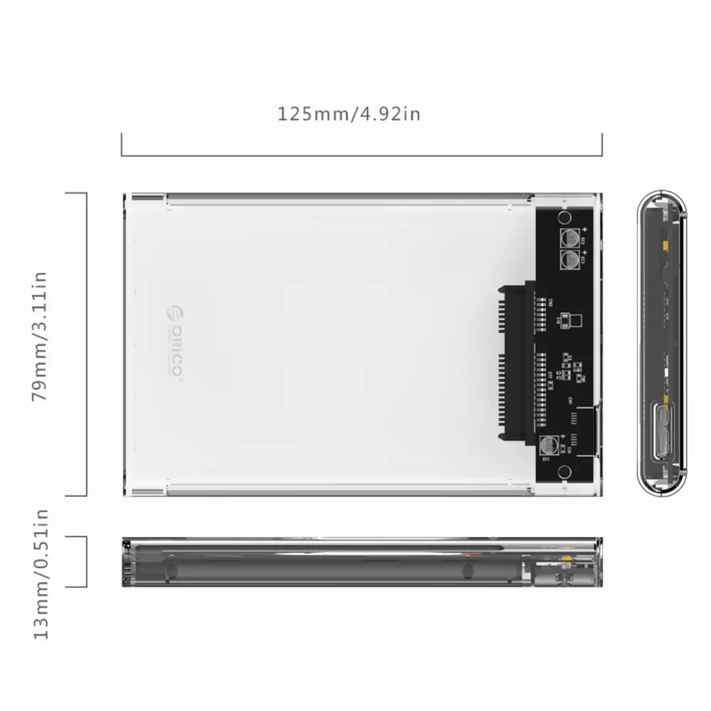 Външна кутия Orico 2139U3-CR Storage Case 2.5" USB 3.0 transparent