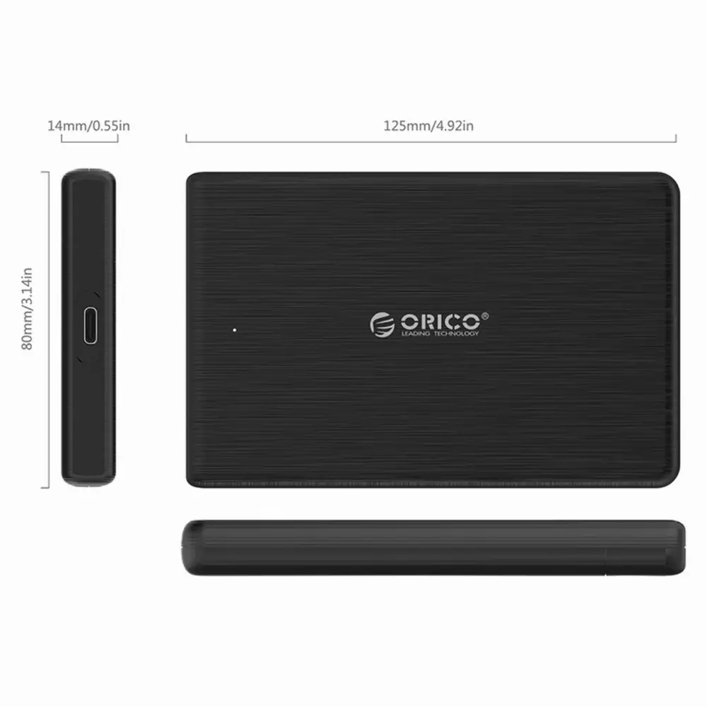 Orico външна кутия за диск Storage - Case - 2.5 inch TYPE C Black- 2189C3-BK