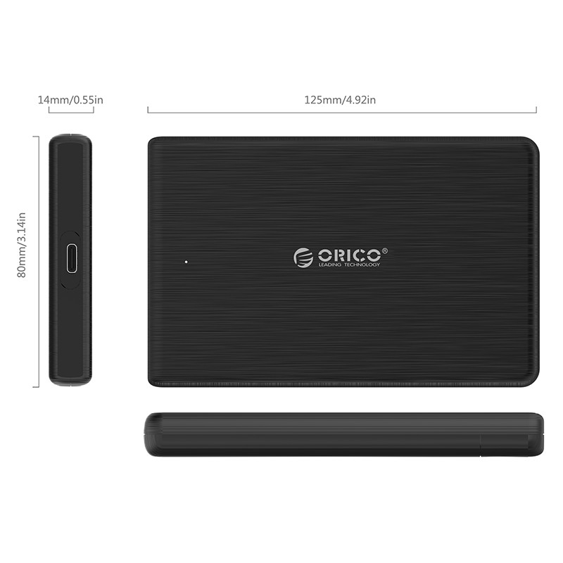 Orico външна кутия за диск Storage - Case - 2.5 inch TYPE C Black- 2189C3-BK