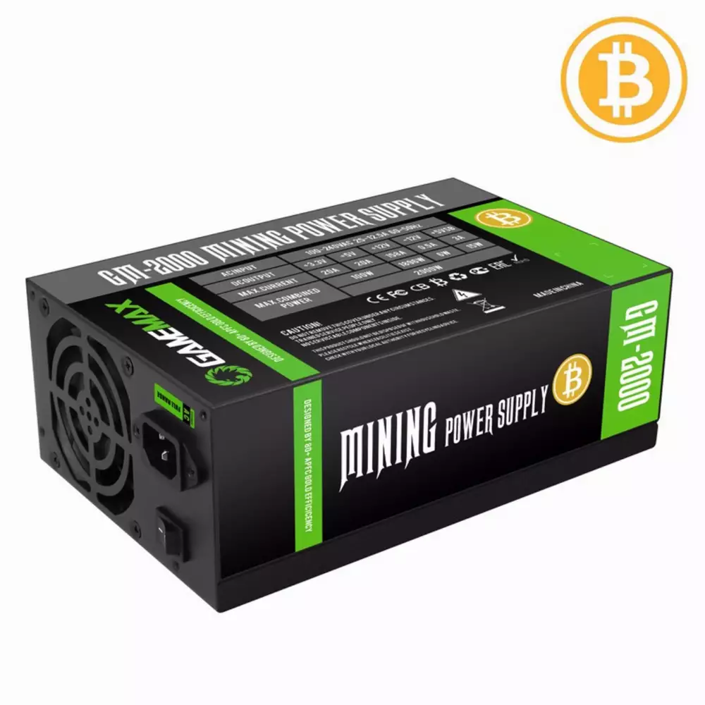 Захранване Gamemax GM-2000 2000W 80+ Gold Bitcoin Mining 18xPCIe PSU