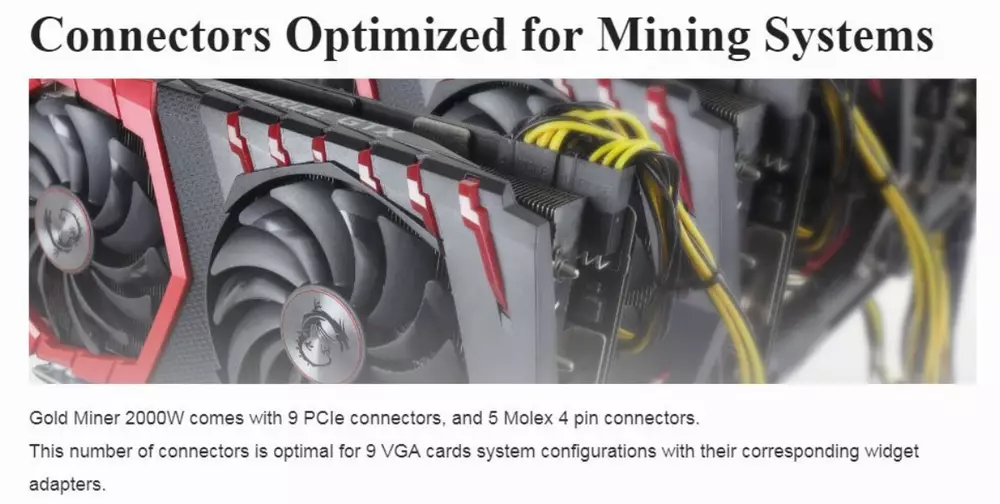 Захранване Gamemax GM-2000 2000W 80+ Gold Bitcoin Mining 18xPCIe PSU