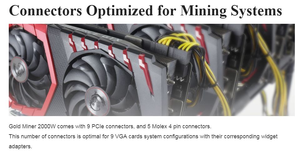 Захранване Gamemax GM-2000 2000W 80+ Gold Bitcoin Mining 18xPCIe PSU