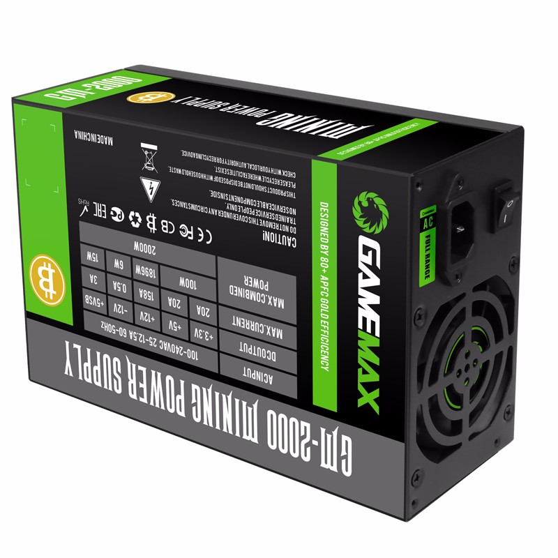 Захранване Gamemax GM-2000 2000W 80+ Gold Bitcoin Mining 18xPCIe PSU