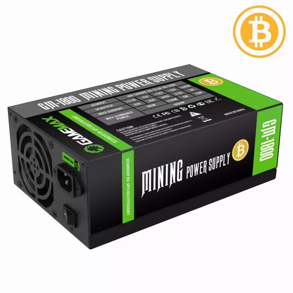 Захранване Gamemax GM-1800 1800W 80+ Gold Bitcoin Mining 18xPCIe PSU