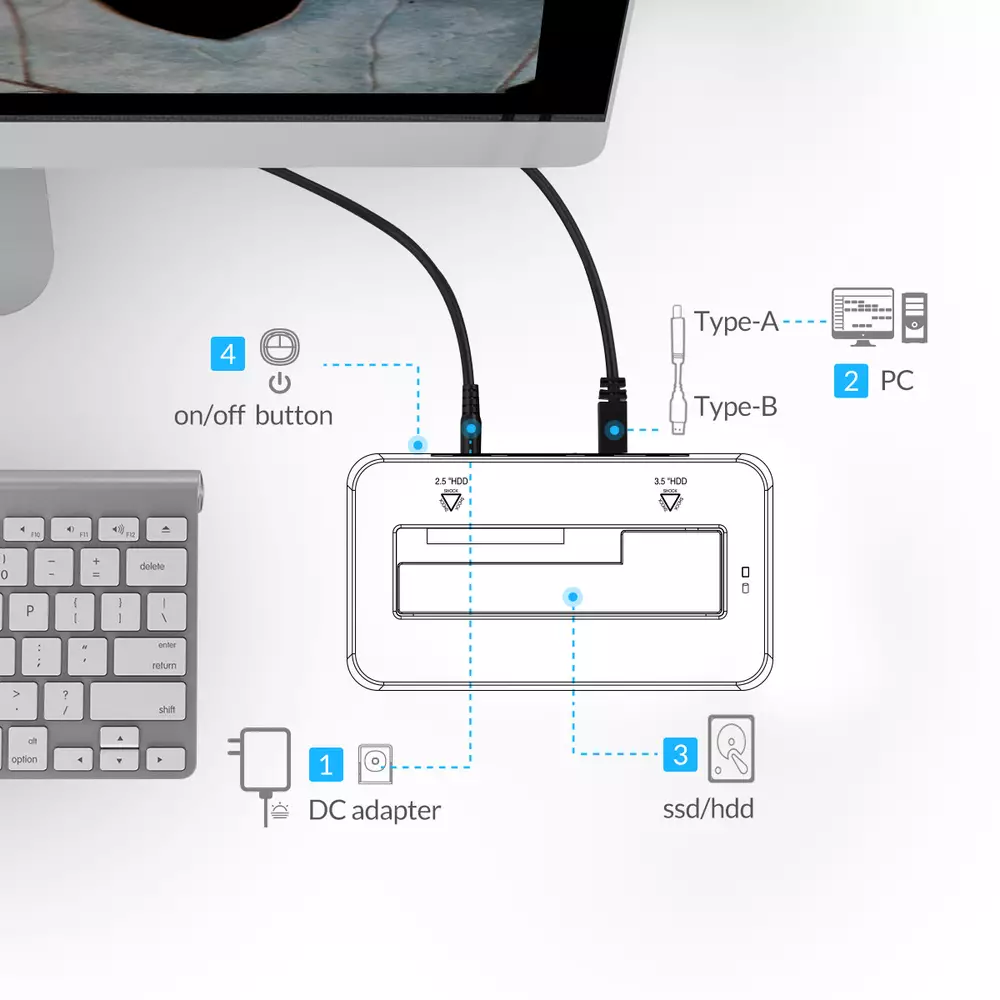 Докинг станция Orico 6619US3 Storage HDD/SSD Dock - 2.5 and 3.5 inch USB3.0