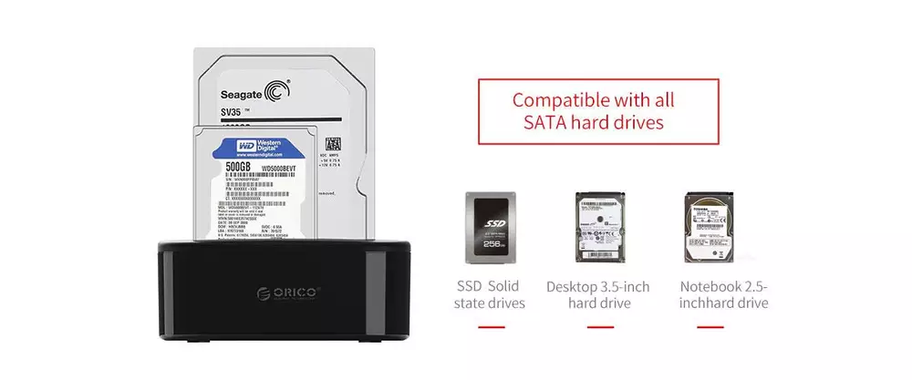 Докинг станция Orico 6228US3-C Storage HDD/SSD Dock 2 BAY Clone 2.5/3.5 USB3.0