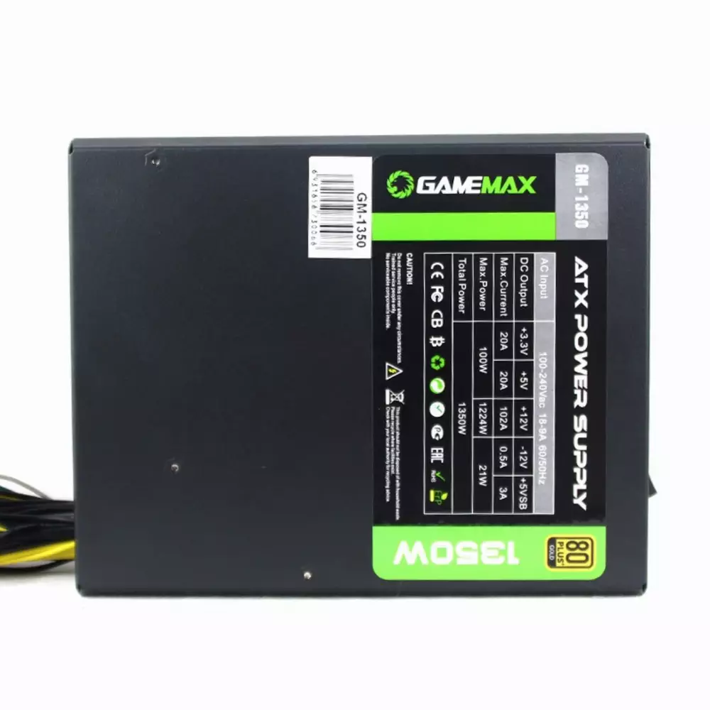 Захранване Gamemax GM-1350 1350W 80+ Gold Bitcoin Mining 12xPCIe PSU