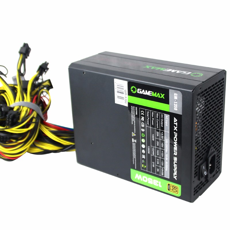 Захранване Gamemax GM-1350 1350W 80+ Gold Bitcoin Mining 12xPCIe PSU