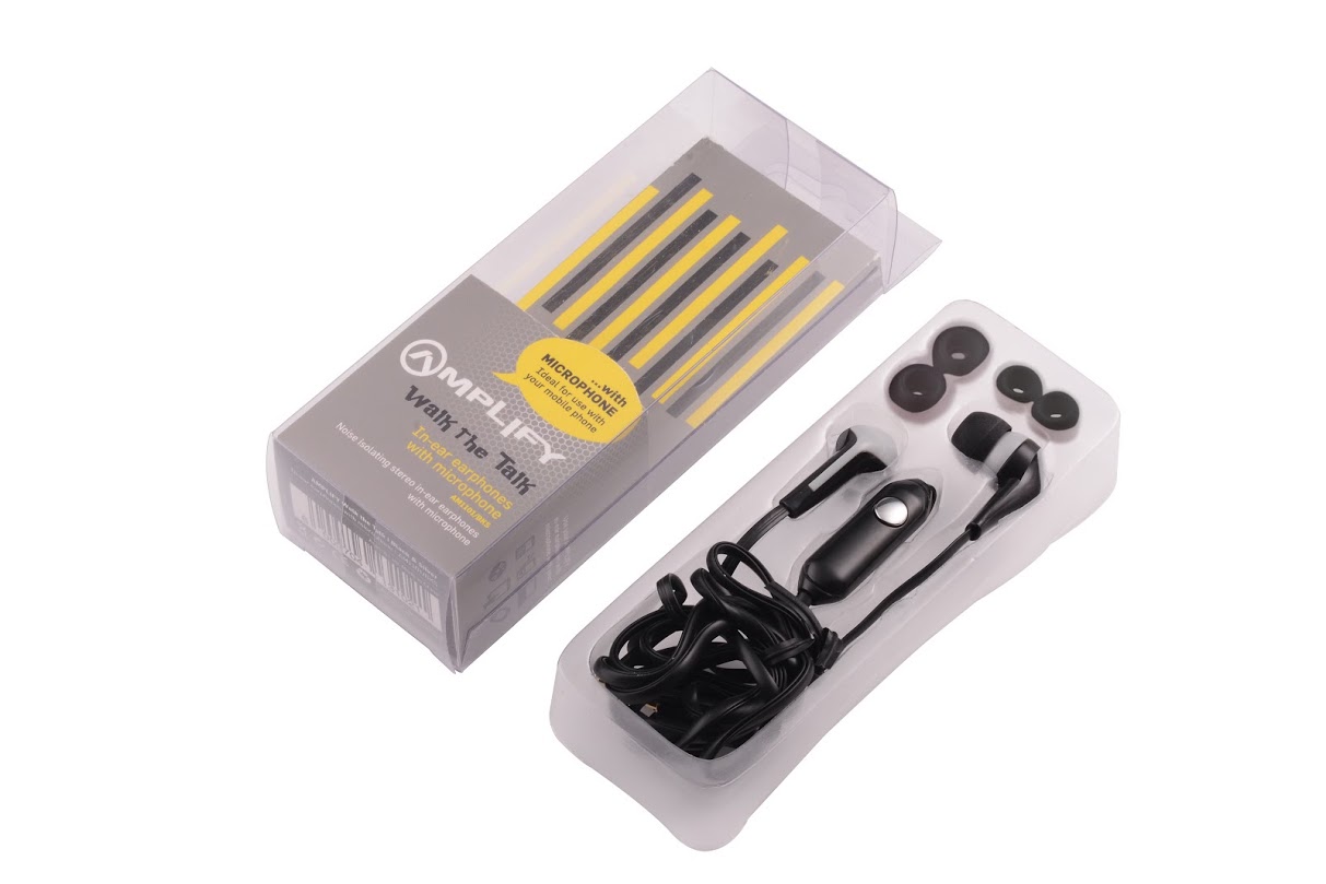 Amplify Слушалки Walk the Talk- In-earphones with mic Black & silver AM1101/BKG