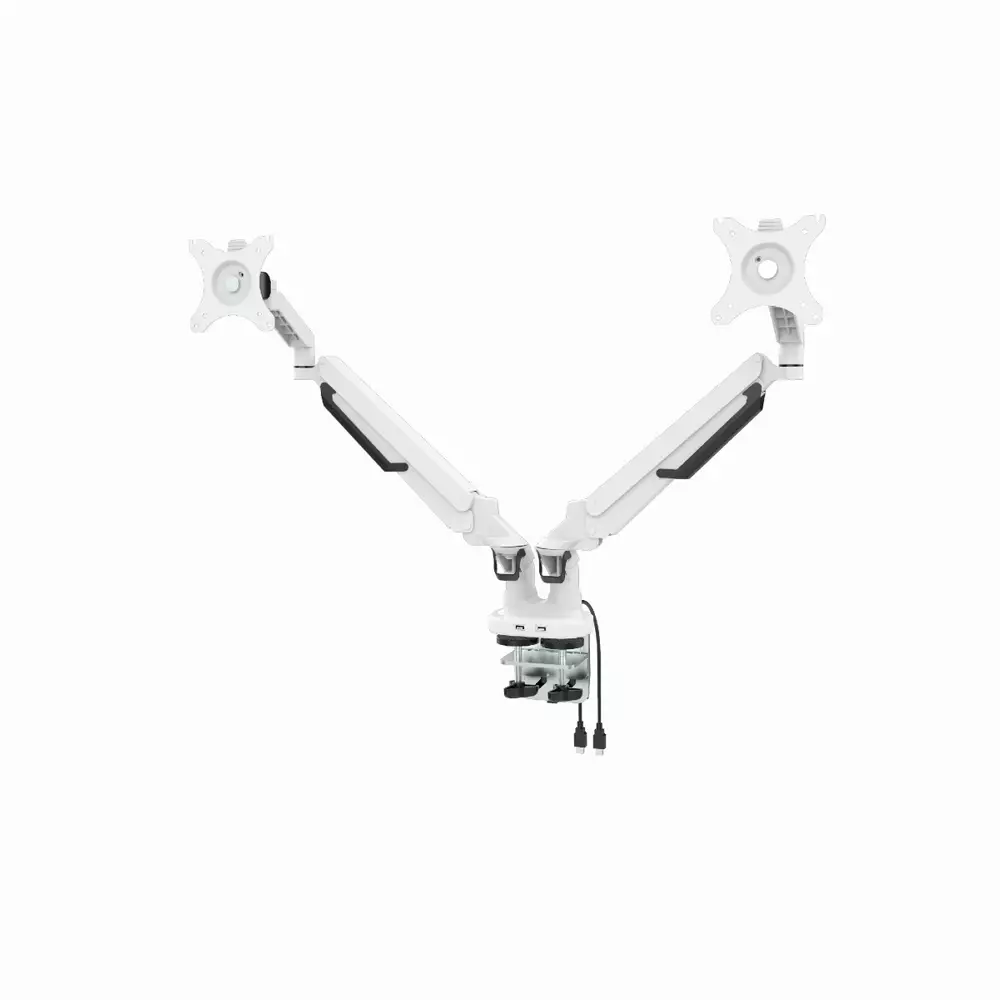 Makki Стойка за два монитора Monitor Mount - GL732 Aluminuim White - 2 Monitors, Gas Lifters, 2 x USB3.0 - MA-GL732-U3-WH
