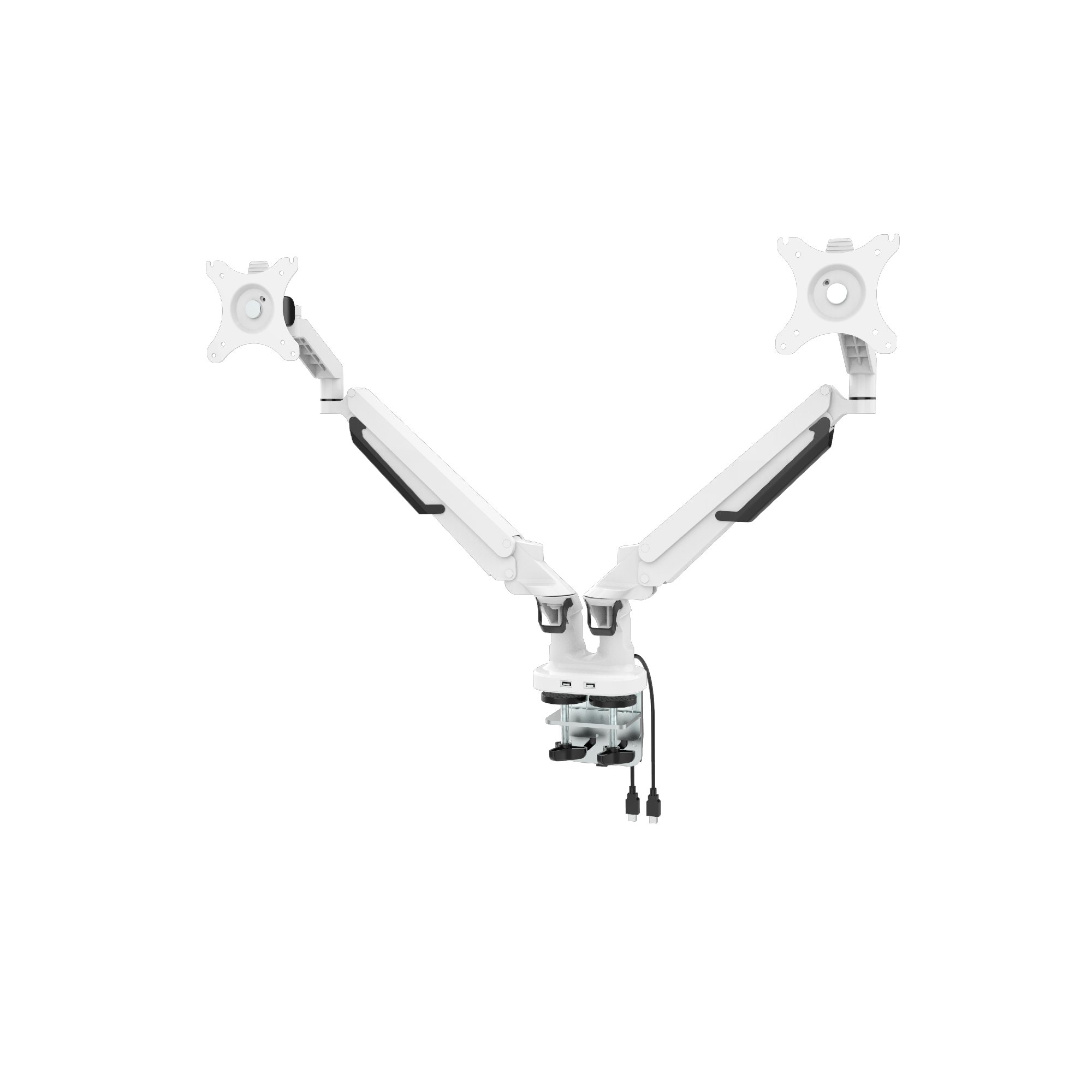Makki Стойка за два монитора Monitor Mount - GL732 Aluminuim White - 2 Monitors, Gas Lifters, 2 x USB3.0 - MA-GL732-U3-WH