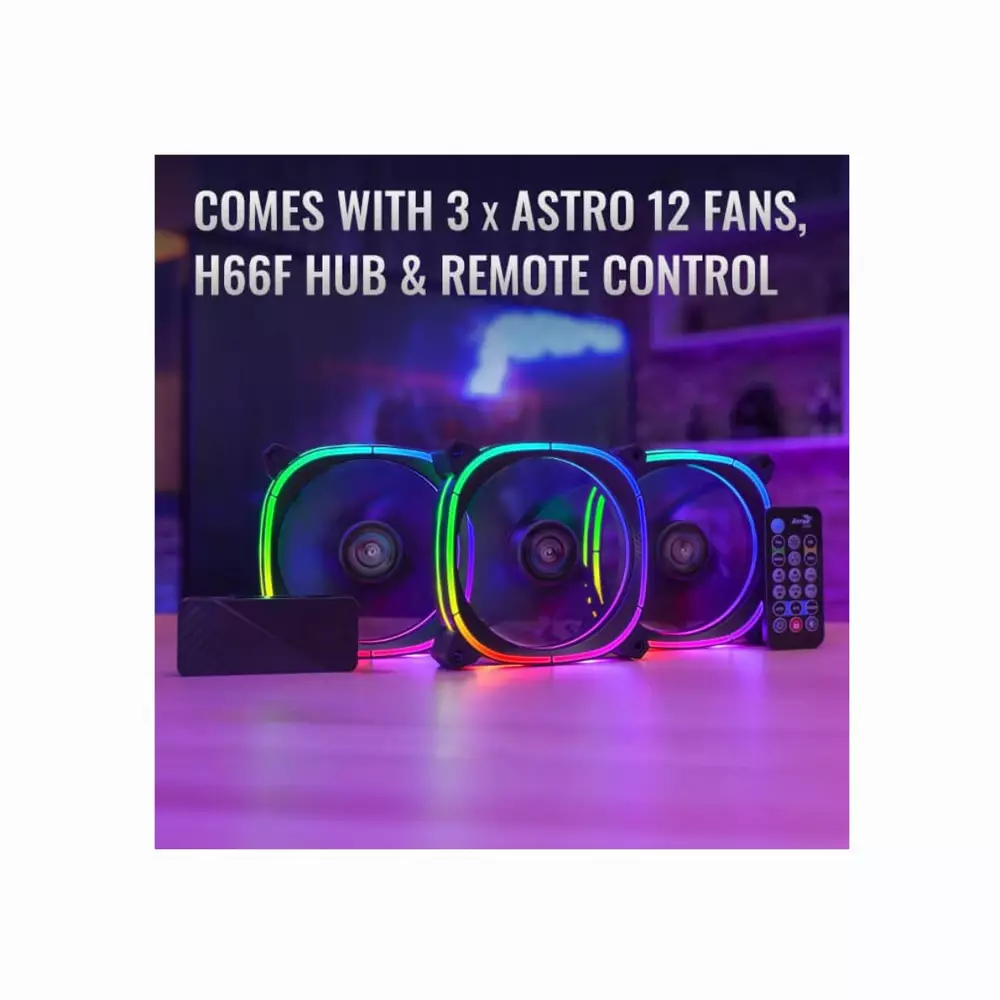 Комплект вентилатори AeroCool ASTRO 12 Pro 3-in-1 3x120mm ARGB with Hub