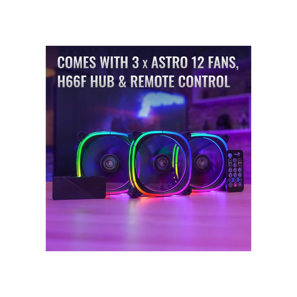 Комплект вентилатори AeroCool ASTRO 12 Pro 3-in-1 3x120mm ARGB with Hub
