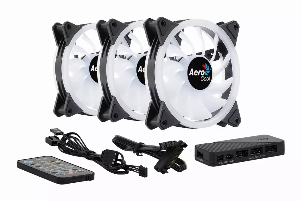 Комплект вентилатори AeroCool 3-in-1 3x120mm - DUO 12 Pro - Addressable RGB with Hub, Remote - ACF3-DU10227.11