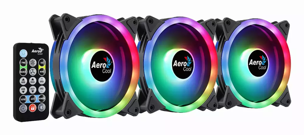 Комплект вентилатори AeroCool 3-in-1 3x120mm - DUO 12 Pro - Addressable RGB with Hub, Remote - ACF3-DU10227.11
