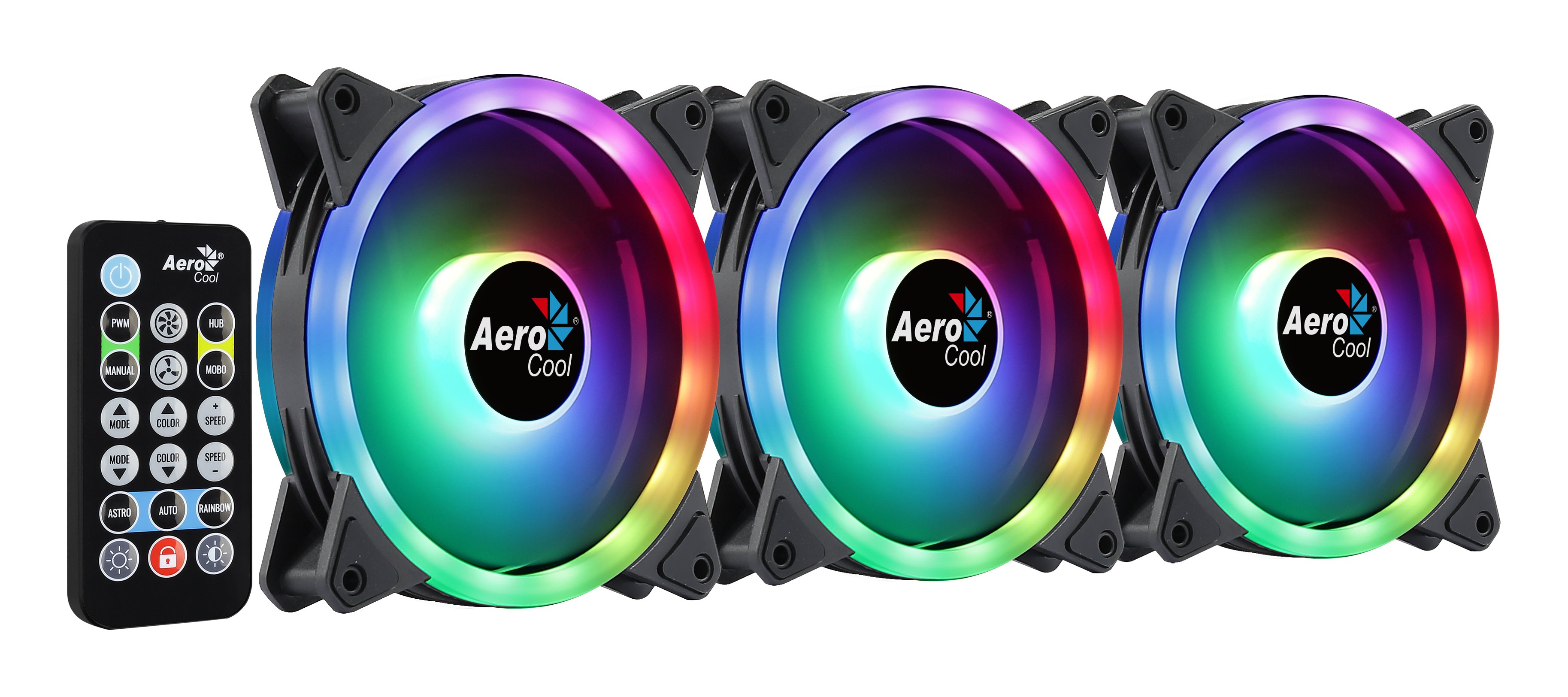 Комплект вентилатори AeroCool 3-in-1 3x120mm - DUO 12 Pro - Addressable RGB with Hub, Remote - ACF3-DU10227.11