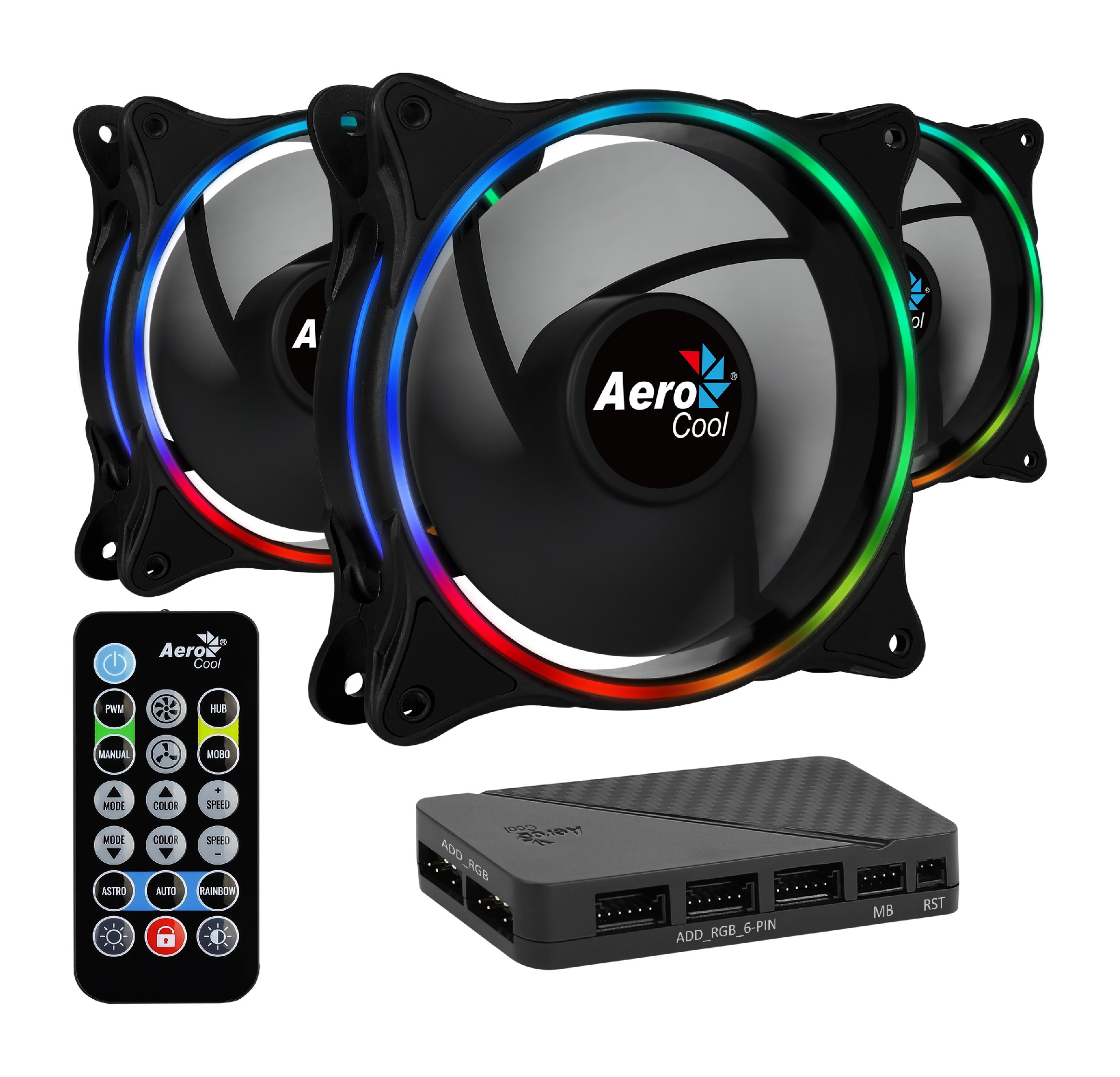 Комплект вентилатори AeroCool 3-in-1 3x120mm - ECLIPSE 12 Pro - Addressable RGB with Hub, Remote - ACF3-EL10217.12