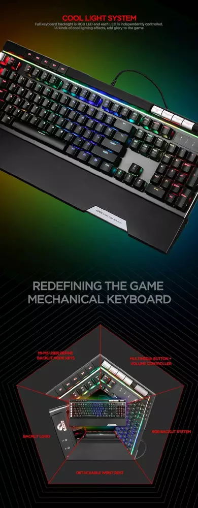 Геймърска механична клавиатура MARVO Pro KG965G RGB - Blue суичове - MARVO-PRO-KG965G