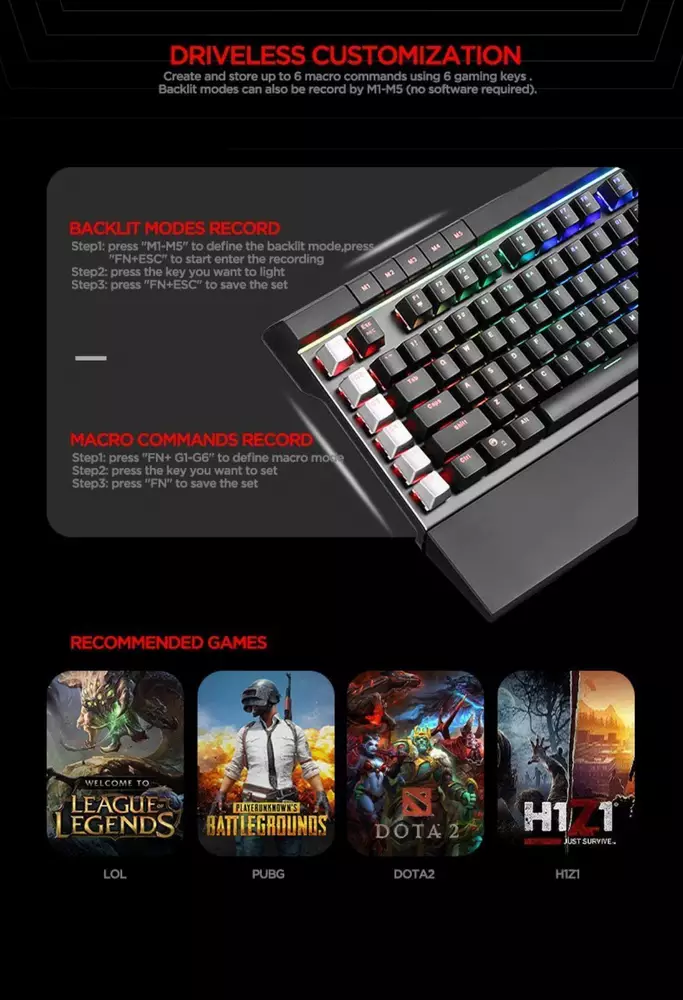 Геймърска механична клавиатура MARVO Pro KG965G RGB - Blue суичове - MARVO-PRO-KG965G