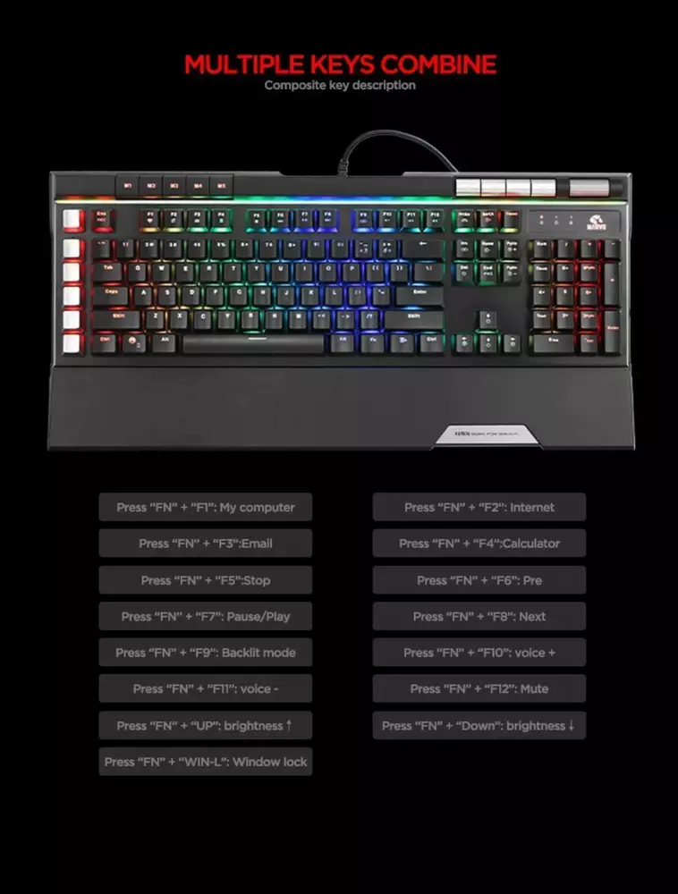 Геймърска механична клавиатура MARVO Pro KG965G RGB - Blue суичове - MARVO-PRO-KG965G