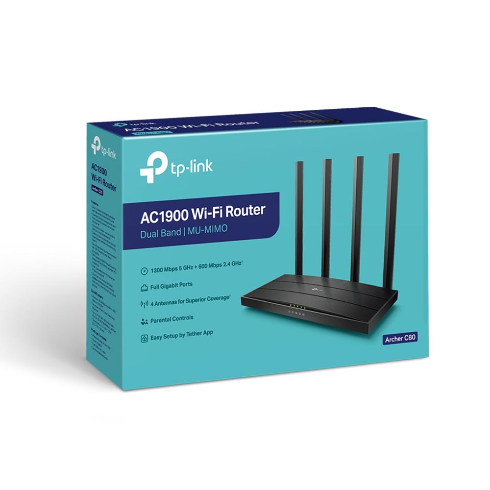 Безжичен рутер TP-Link Archer C80 AC1900, Dual band, 4 антени