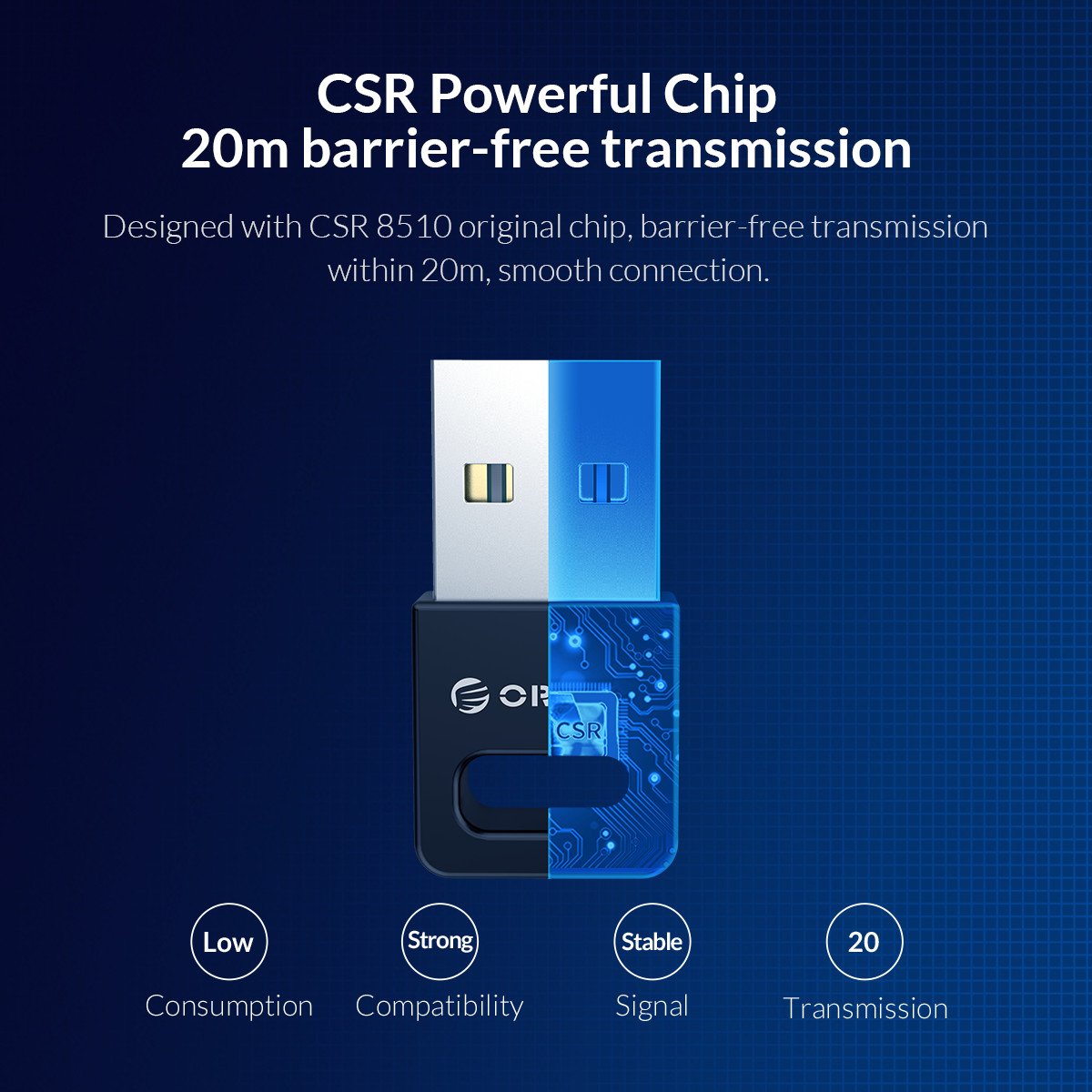 Блутут адаптер Orico BTA-409-BK Bluetooth 4.0 USB adapter Black
